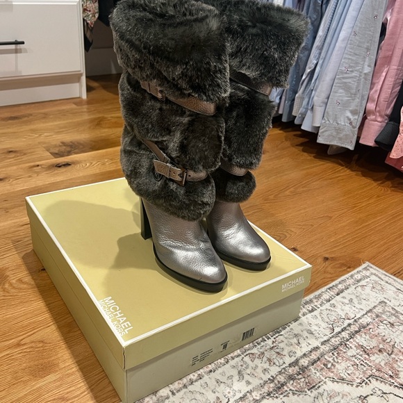 Michael Kors Silver and Brown Ankle Boots - Picture 1 of 10